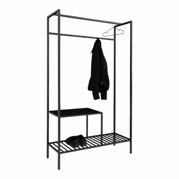 Vita Wardrobe - Kledingkast zwart frame twee zwarte planken